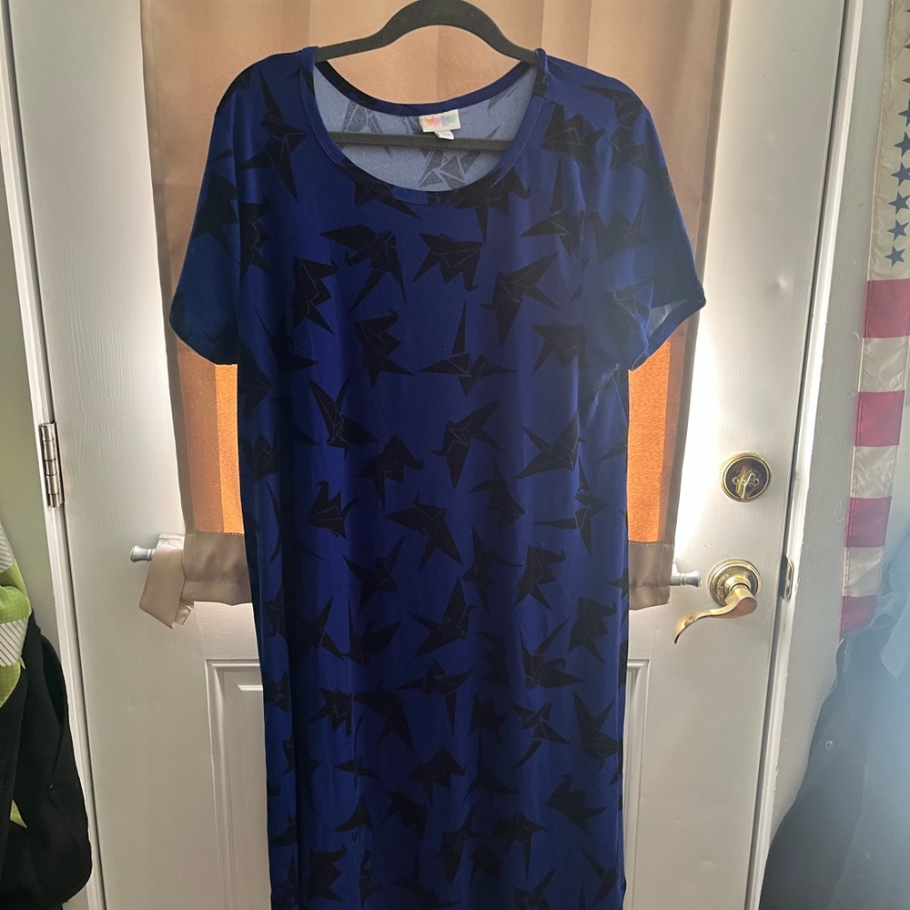 Blue and Black Patterned Women's Dress